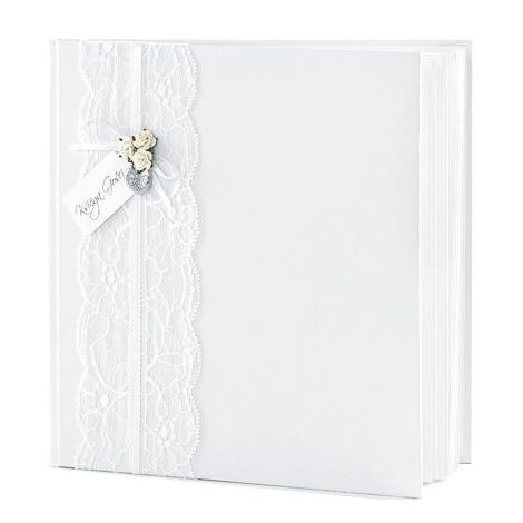 Księga Gości PartyDeco 20.5x20.5cm/22 Perłowa/Serce